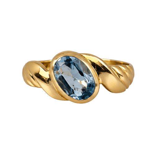 Bague 55 Bague en or jaune 14 carats avec aigue-marine ovale 58 Facettes 2606049