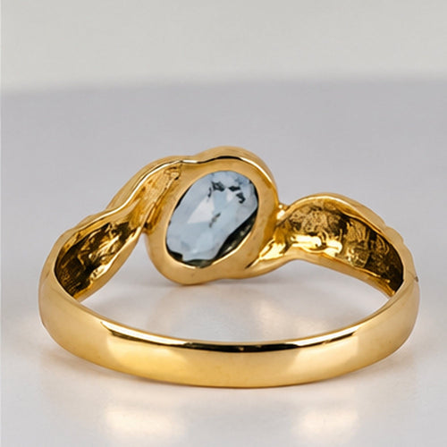 Bague 55 Bague en or jaune 14 carats avec aigue-marine ovale 58 Facettes 2606049