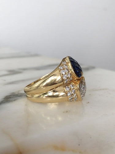 Bague 54 Bague Toi et Moi en or jaune 18k, saphirs et diamants 58 Facettes 301