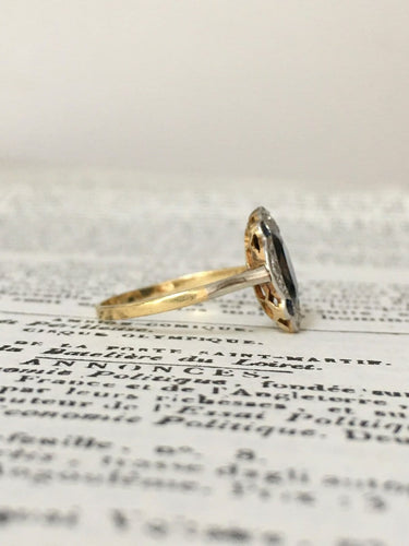 Bague 53 Bague Art déco en or jaune 18k et platine, saphir et diamants 58 Facettes 302