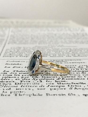Bague 53 Bague Art déco en or jaune 18k et platine, saphir et diamants 58 Facettes 302