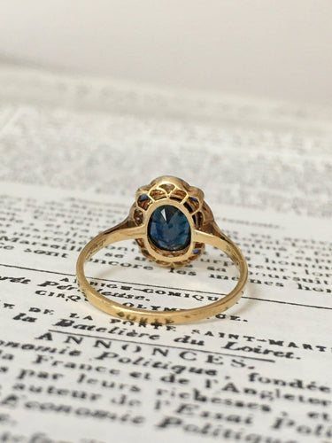 Bague 53 Bague Art déco en or jaune 18k et platine, saphir et diamants 58 Facettes 302
