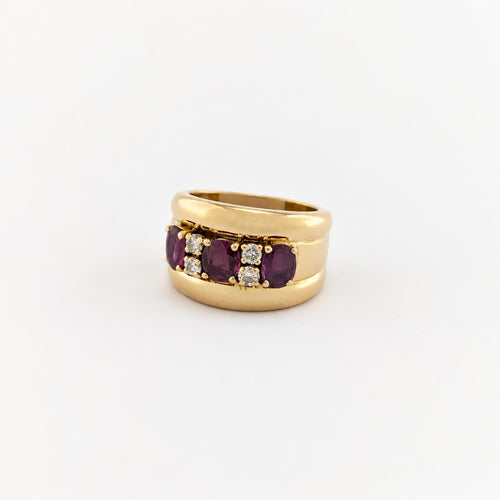 Bague 54 Bague bandeau en or jaune 18 carats, rubis et diamants 58 Facettes 38065