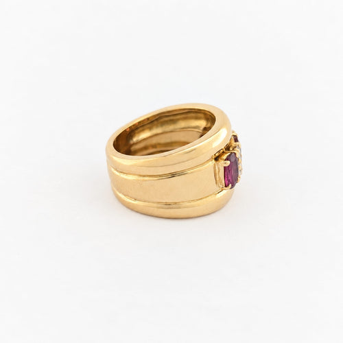 Bague 54 Bague bandeau en or jaune 18 carats, rubis et diamants 58 Facettes 38065