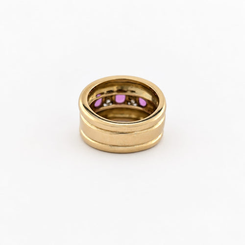 Bague 54 Bague bandeau en or jaune 18 carats, rubis et diamants 58 Facettes 38065