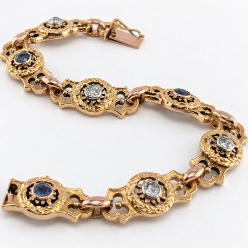 Bracelet Bracelet ancien en or jaune, saphirs et diamants 58 Facettes 38025