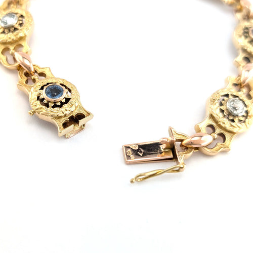 Bracelet Bracelet ancien en or jaune, saphirs et diamants 58 Facettes 38025