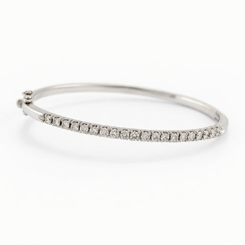 Bracelet Bracelet jonc en or blanc 18 carats et diamants taille brillant 58 Facettes 38086