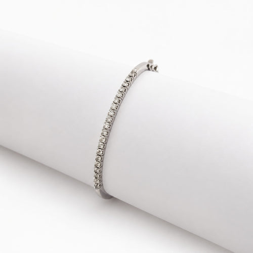 Bracelet Bracelet jonc en or blanc 18 carats et diamants taille brillant 58 Facettes 38086