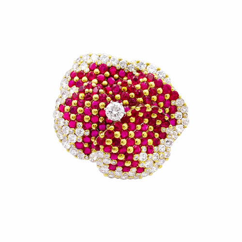 Broche Broche « Pensée » en or jaune 750/000, rubis et diamants 58 Facettes 35980