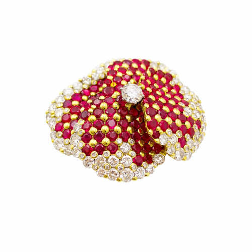 Broche Broche « Pensée » en or jaune 750/000, rubis et diamants 58 Facettes 35980