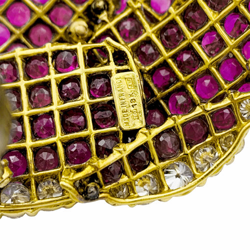 Broche Broche « Pensée » en or jaune 750/000, rubis et diamants 58 Facettes 35980