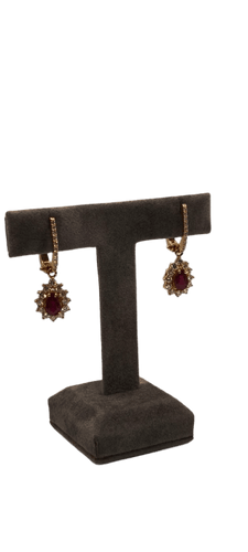 Boucles d'oreilles Boucle d’oreille en or rose 18k, rubis taille poire et diamants 58 Facettes Valuor Modèle-006