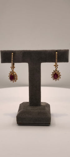 Boucles d'oreilles Boucle d’oreille en or rose 18k, rubis taille poire et diamants 58 Facettes Valuor Modèle-006