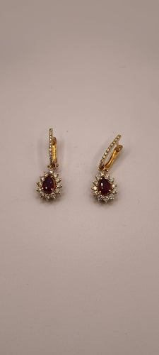 Boucles d'oreilles Boucle d’oreille en or rose 18k, rubis taille poire et diamants 58 Facettes Valuor Modèle-006