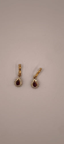 Boucles d'oreilles Boucle d’oreille en or rose 18k, rubis taille poire et diamants 58 Facettes Valuor Modèle-006