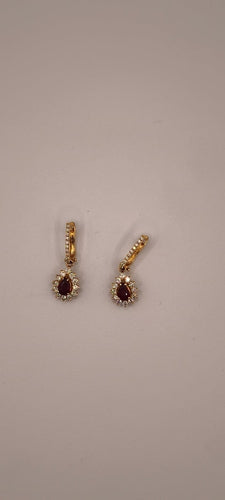 Boucles d'oreilles Boucle d’oreille en or rose 18k, rubis taille poire et diamants 58 Facettes Valuor Modèle-006