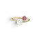 Bague 57 Bague toi et moi en or jaune 18 carats, diamant taille ancienne et rubis 58 Facettes 455