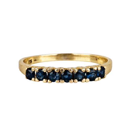 Bague 51 Bague demi-alliance en or jaune 14k avec sept saphirs 58 Facettes 2609003