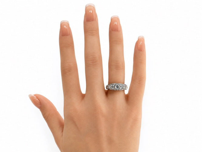 Bague 50.5 Bague ancienne en platine 850 et diamants taille ancienne, vers 1940 58 Facettes LP1953/MANNB