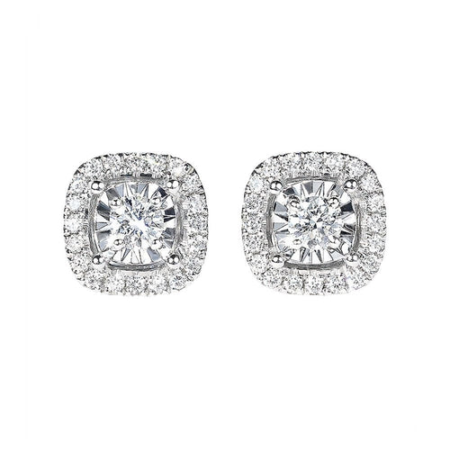 Boucles d'oreilles Embrace - Puces halo en or blanc 18k, diamants taille coussin, 0,50 ct 58 Facettes GER1353WG_20261009