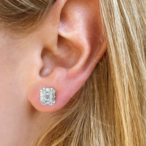 Boucles d'oreilles Boucles d’oreilles en or blanc 18k, diamants taille émeraude, 0,54 ct 58 Facettes GER1049WG_20261009