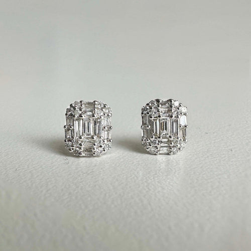 Boucles d'oreilles Boucles d’oreilles en or blanc 18k, diamants taille émeraude, 0,54 ct 58 Facettes GER1049WG_20261009