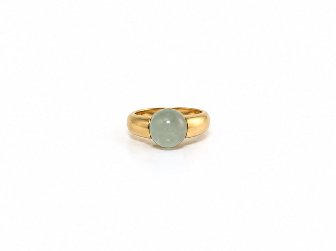 Bague 51.5 Bague en or jaune 18k avec quartz vert cabochon 58 Facettes LP1963/UNNB