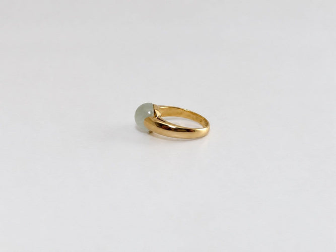 Bague 51.5 Bague en or jaune 18k avec quartz vert cabochon 58 Facettes LP1963/UNNB
