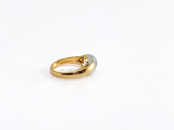 Bague 51.5 Bague en or jaune 18k avec quartz vert cabochon 58 Facettes LP1963/UNNB