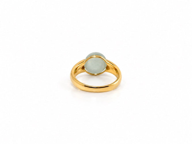 Bague 51.5 Bague en or jaune 18k avec quartz vert cabochon 58 Facettes LP1963/UNNB