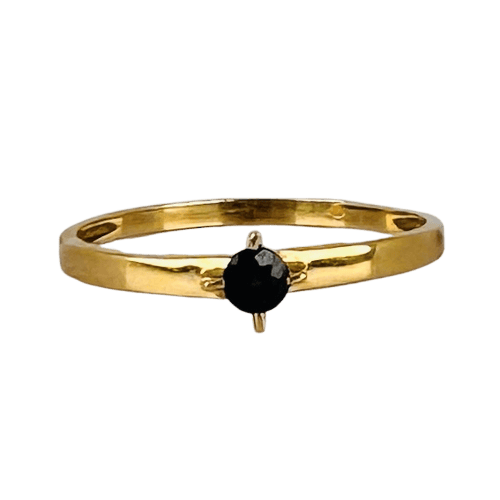 Bague 55 Bague solitaire en or jaune 14k avec saphir bleu 58 Facettes 2609011
