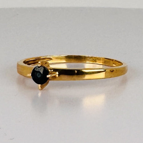 Bague 55 Bague solitaire en or jaune 14k avec saphir bleu 58 Facettes 2609011