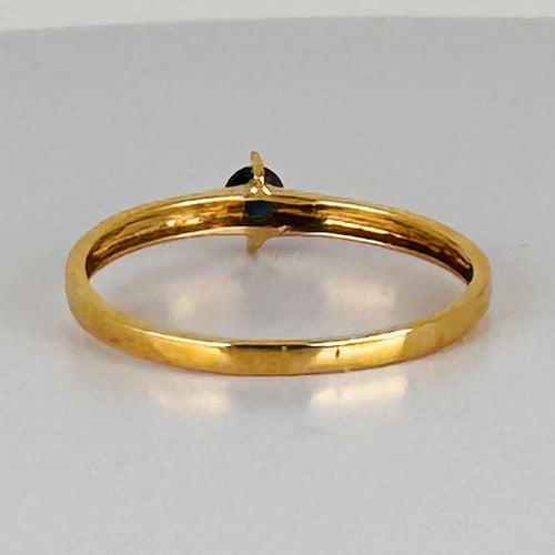 Bague 55 Bague solitaire en or jaune 14k avec saphir bleu 58 Facettes 2609011