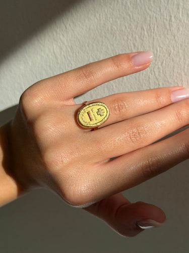 Bague 49 A. Augis - Bague vintage en or jaune 18 carats, vers 1950 58 Facettes bague augis