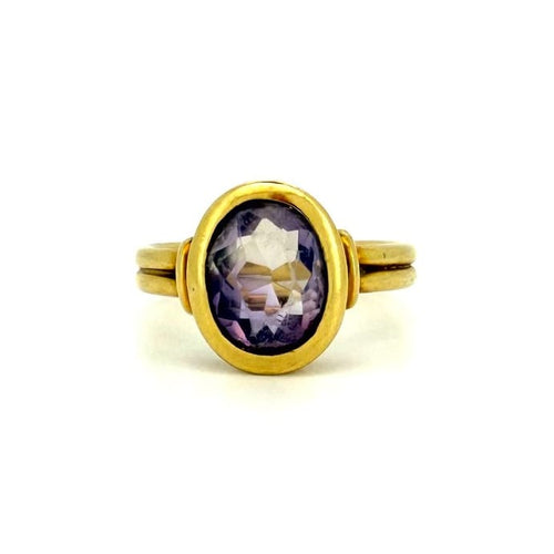 Bague 49 Bague ancienne en or jaune 18 carats et améthyste, début du XXe siècle 58 Facettes bague améthyste