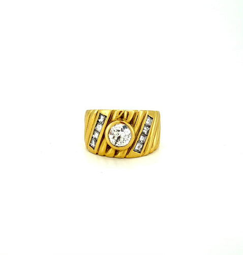Bague 53 Bague vintage en or jaune 18 carats et diamants, fin du XXe siècle 58 Facettes bagues-d