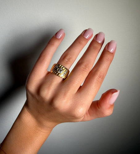 Bague 53 Bague vintage en or jaune 18 carats et diamants, fin du XXe siècle 58 Facettes bagues-d
