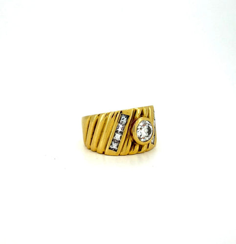 Bague 53 Bague vintage en or jaune 18 carats et diamants, fin du XXe siècle 58 Facettes bagues-d