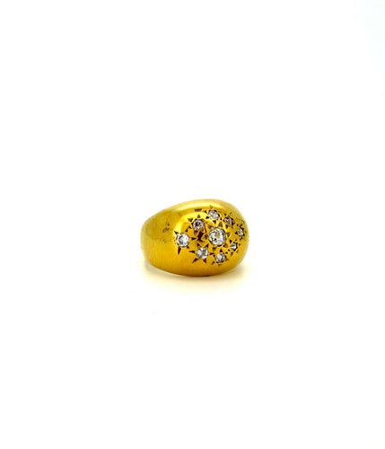 Bague 52 Bague ancienne en or jaune 18 carats avec diamant 58 Facettes bague-étoiles