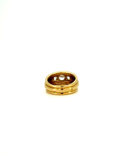 Bague 55.5 Bague bandeau en or jaune 18 carats avec diamants taille ancienne 58 Facettes bague bandeau