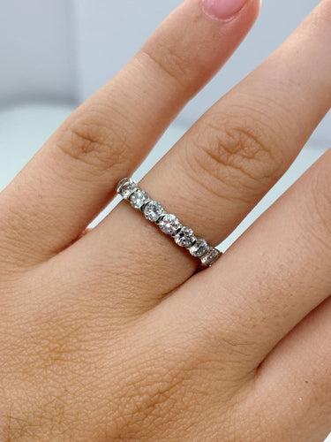 Bague 52 Alliance tour complet en or blanc 18K avec diamants, 2,40 ct 58 Facettes 2364