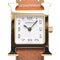 Montre Hermès Heure H - Montre à quartz en métal plaqué or et cuir 58 Facettes mew6pb8305