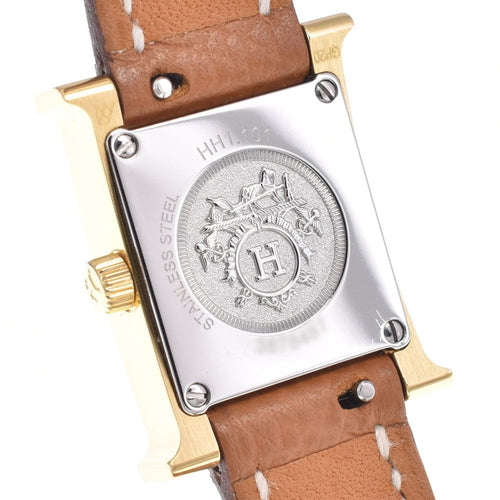 Montre Hermès Heure H - Montre à quartz en métal plaqué or et cuir 58 Facettes mew6pb8305