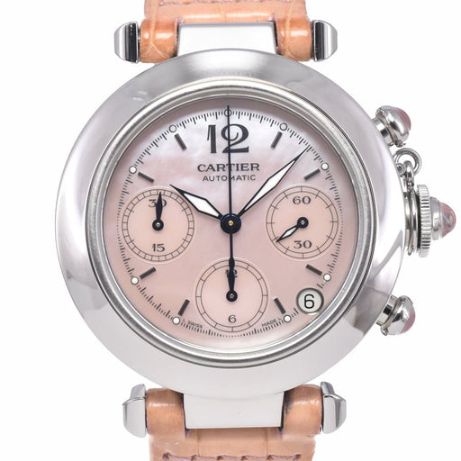 Montre Cartier Pasha C - Montre automatique en acier et cuir 58 Facettes cb67pzyc9k