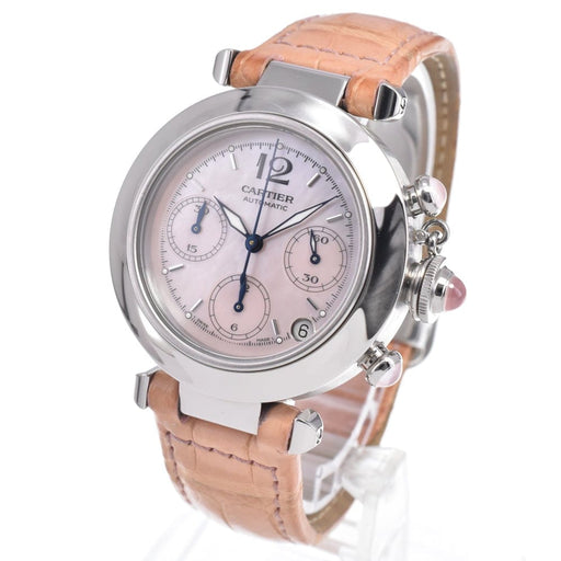 Montre Cartier Pasha C - Montre automatique en acier et cuir 58 Facettes cb67pzyc9k