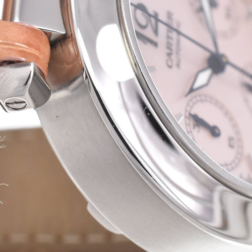 Montre Cartier Pasha C - Montre automatique en acier et cuir 58 Facettes cb67pzyc9k