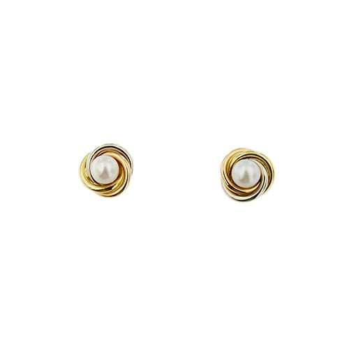 Boucles d'oreilles Boucles d’oreilles puces - Perles en or jaune, rose et blanc 18 ct 58 Facettes 35533