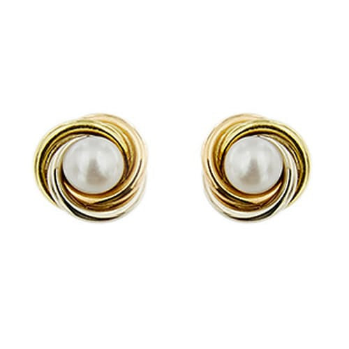 Boucles d'oreilles Boucles d’oreilles puces - Perles en or jaune, rose et blanc 18 ct 58 Facettes 35533