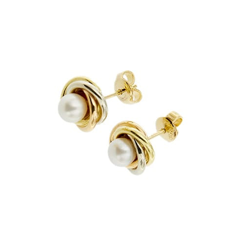 Boucles d'oreilles Boucles d’oreilles puces - Perles en or jaune, rose et blanc 18 ct 58 Facettes 35533